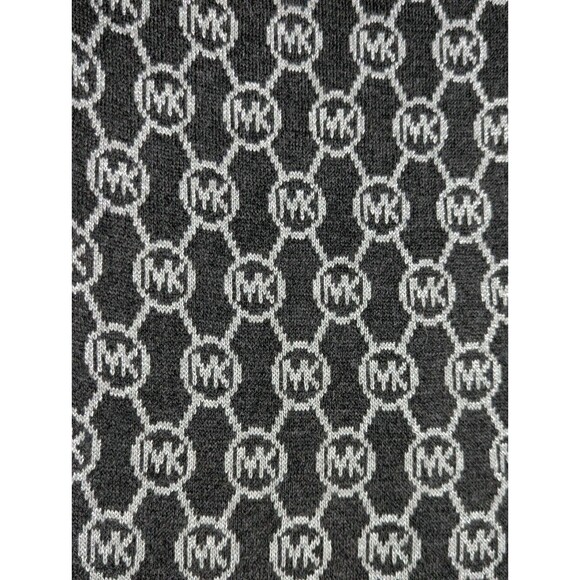 Michael Kors Womens Knit Scarf Gray Black Metallic Reversible Monogram Logo - Picture 3 of 6